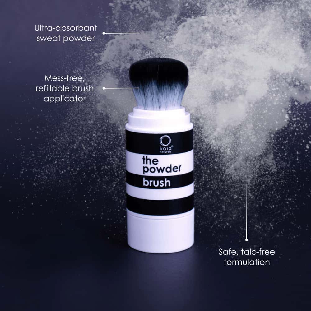 THE SWEAT POWDER + REFILL SET by Kaia Naturals – Ultra-absorbent sweat powder with a mess-free, refillable brush applicator and talc-free formula.
