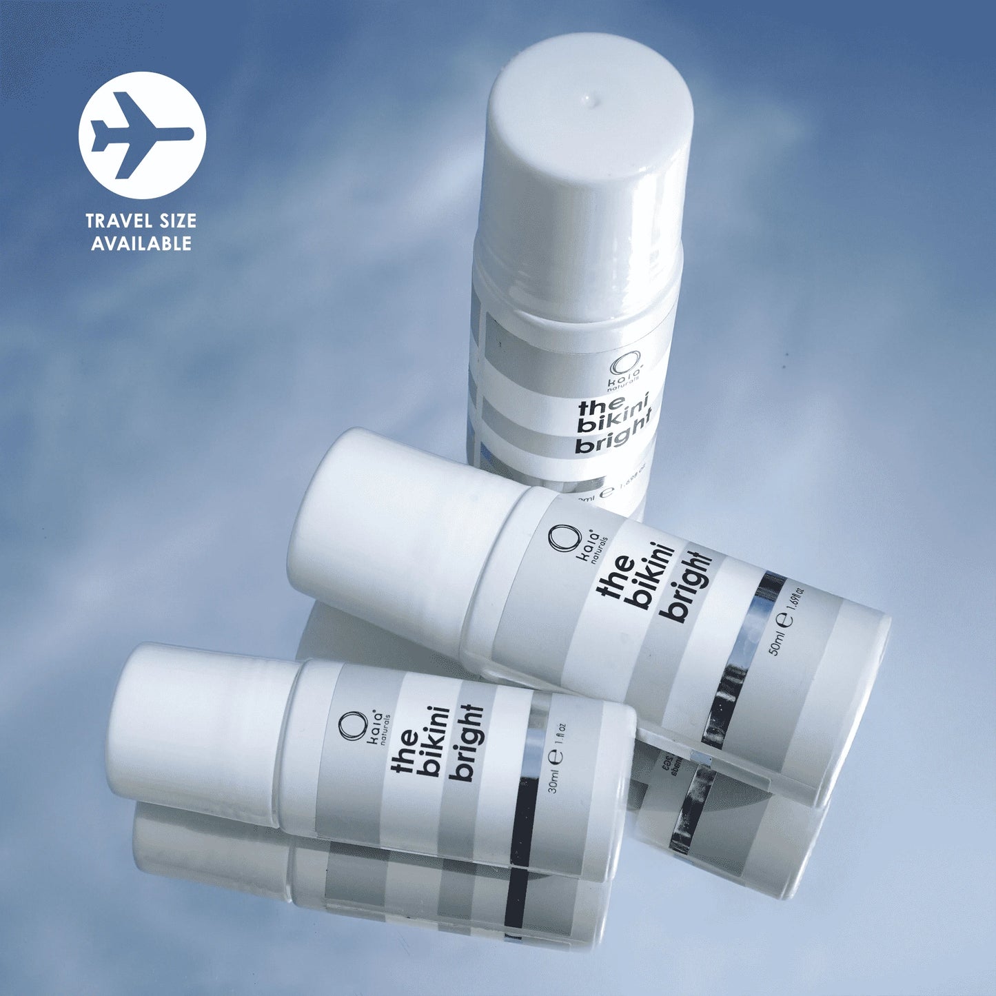 THE BIKINI BRIGHT Brightening Milk by Kaia Naturals - 50ml formula with Azelaic Acid, Willowherb, and Alpha Arbutin for glowing, even skin.