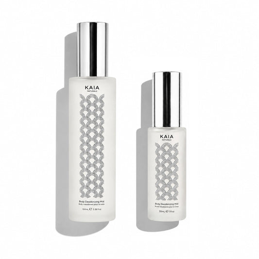 Kaia Naturals Body Refresh Duo full size 100ml and travel size 30ml alcohol-free deodorizing mist